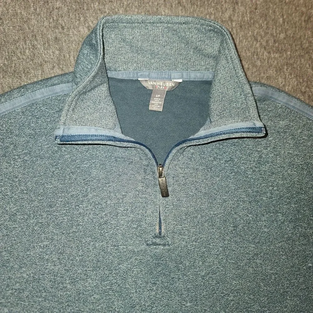 Van Heusen Flex Quarter Zip Mens Size Small‎ Sweater Pullover Blue